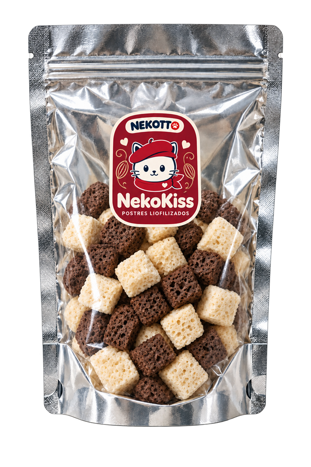 Pouch transparente NekoKiss de postres liofilizados